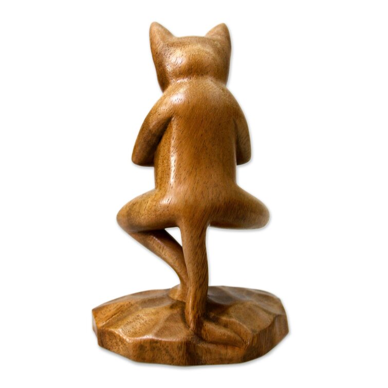 World Menagerie Somersall Handcrafted Indonesian Wood Cat